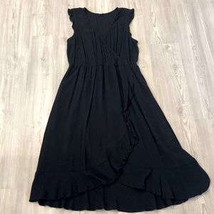 Old Navy Black Waist-Defined Flutter Sleeve Dress